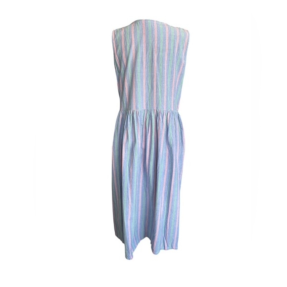 Chandni Vintage 90s Pastel Striped Prairie Dress Size Medium - Picture 3 of 9